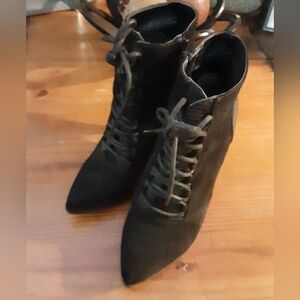 Black Lace-Up Ankle Boots